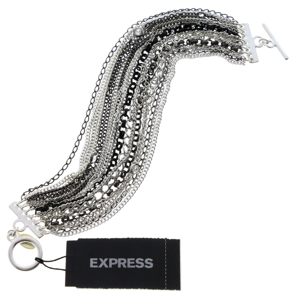 Express Jewelry - Express Chain-Bracelet Silver-Tone/Black NWT